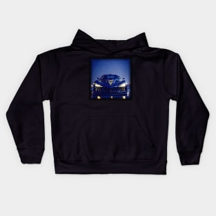 Hypercar on the road at night Kids Hoodie